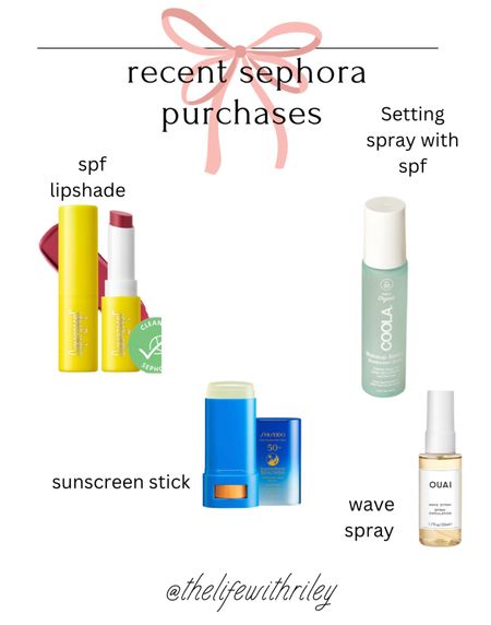 Recent Sephora buys 

Repurchase of the sunscreen stick 

New supergoop lip product, I got the shade lucky me

Setting spray with spf, going to keep this in my bag to reapply throughout the day 

Wave spray for some summer hair help 

Sunscreen, anti-aging, skincare, reapply sunscreen, wavy hair, hair products, summer hair

#LTKbeauty #LTKSeasonal #LTKtravel