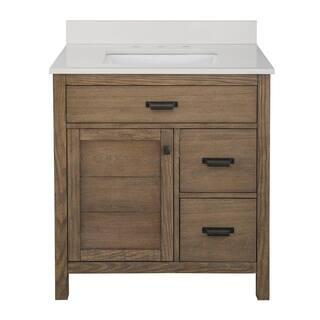 Home Decorators Collection Stanhope 31 in. W x 22 in. D Vanity in Reclaimed Oak with Engineered S... | The Home Depot