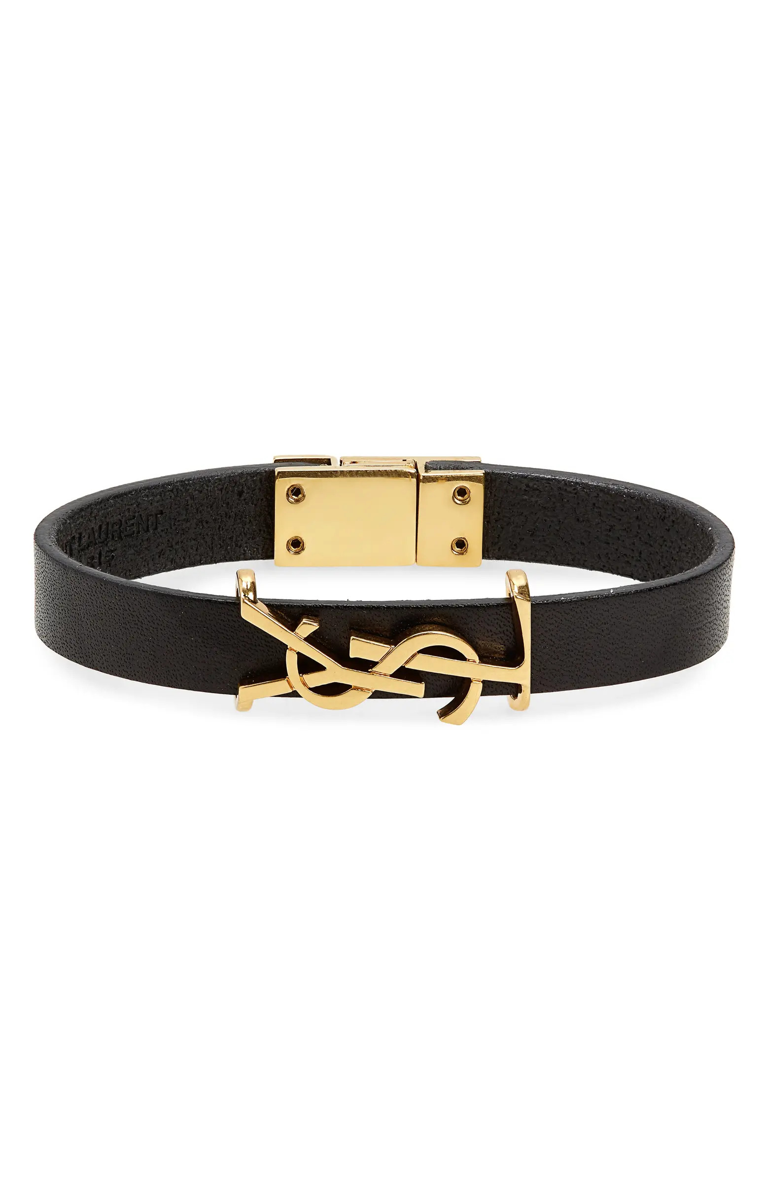 Saint Laurent YSL Insignia Leather Bracelet | Nordstrom | Nordstrom