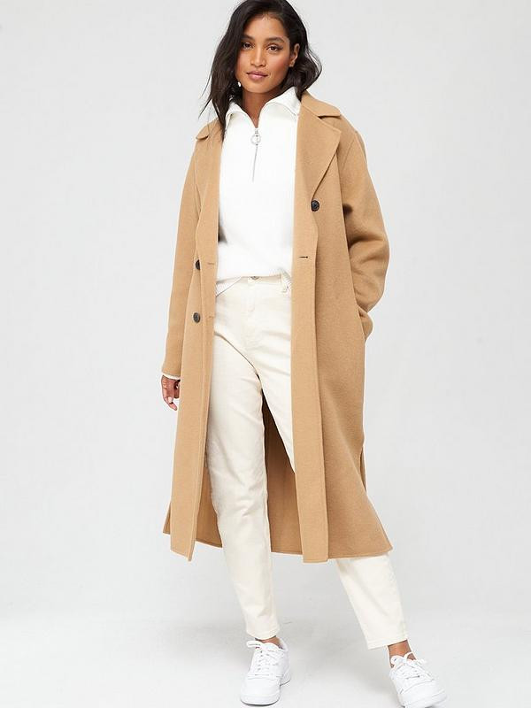 Tommy Hilfiger Wool Blend Relaxed Double Breasted Coat - Brown | Very (UK)