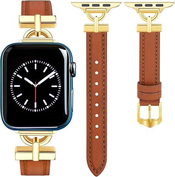 Luxury Leather Bands Compatible with Apple Watch Band 38mm 40mm 41mm Women,Designer Dressy Leathe... | Amazon (US)
