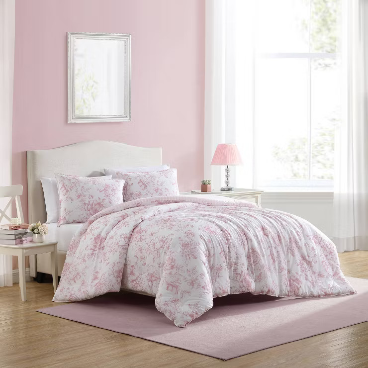 Laura Ashley Delphine Comforter Bedding Set Pink | Target