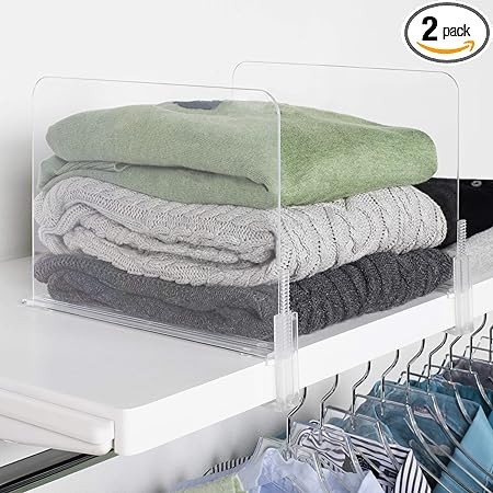 Richards Homewares Acrylic Closet Shelf Divider and Separator for Storage and Organization in Bed... | Amazon (US)