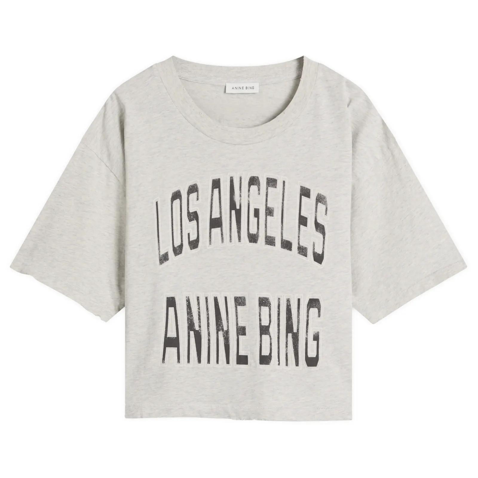 Anine Bing Women's Johnny Cropped T-Shirt in Grey, Size Large | END. Clothing