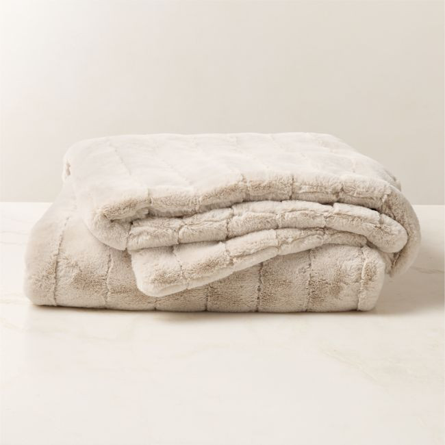 Channel Off-White Faux Fur Throw Blanket 60""x80 | CB2