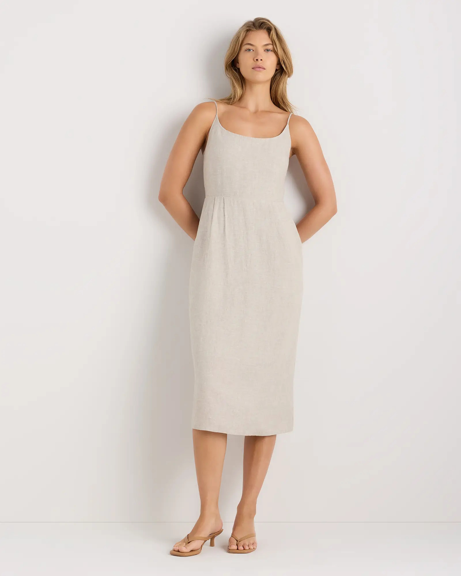 100% European Linen Scoop Neck Midi Dress | Quince