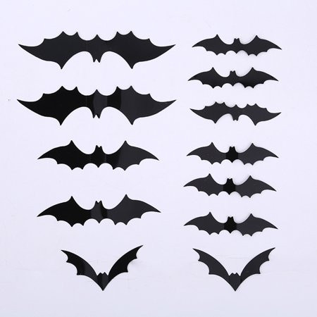 Riapawel 19pcs DIY Halloween 3D Scary Bats Wall Decal PVC Wall Sticker Halloween Party Supplies Set  | Walmart (US)