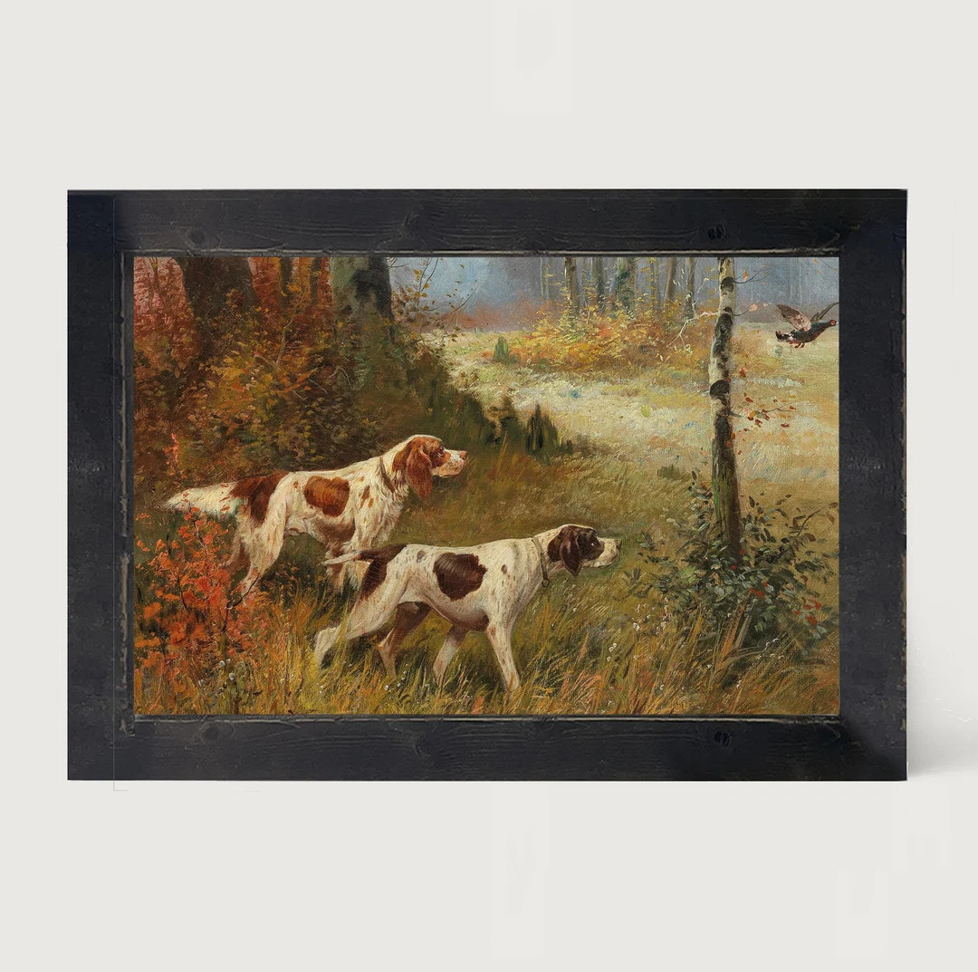 Quail Hunting Spaniel framed Print Rustic Pheasant Bird, Cabin Decor Art - Etsy | Etsy (US)