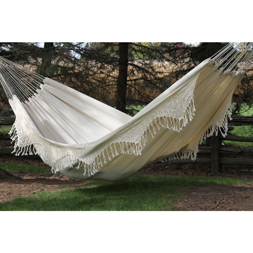 Vivere 14 ft. Brazilian Cotton Double Hammock Deluxe in Natural BRAZ400 - The Home Depot | The Home Depot