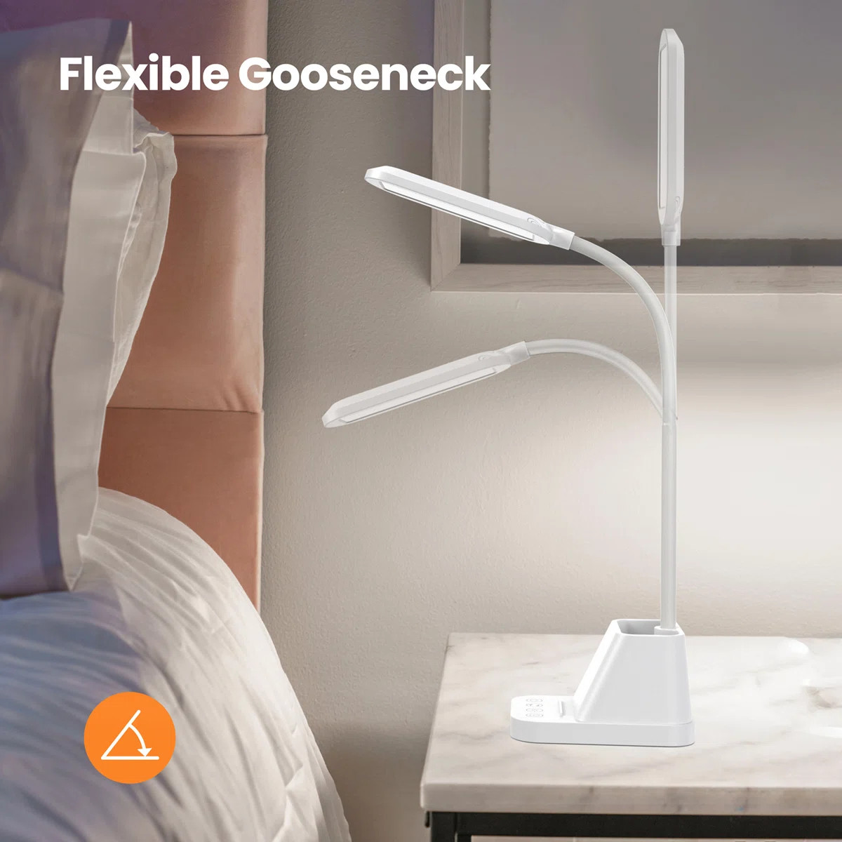 23'' Table Lamp with USB and Outlet, Flexible Gooseneck Desk Light for Kids, 650LM, Phone Mount, ... | Wayfair North America
