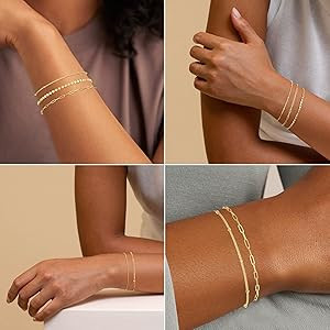MBW Gold Bracelets for Women Trendy, Dainty 14K Gold Plated Bracelet Stack Beaded Chain Bracelet ... | Amazon (US)