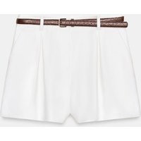 Zara - High-Waisted Belted Shorts - White - Xl - Woman | Zara US