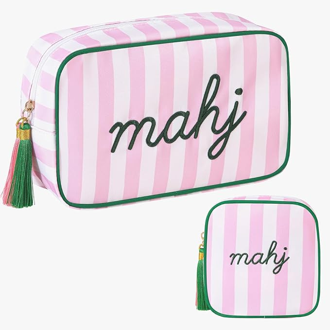 2 Pack Mahjong Dice Pouch and Mahjong Tiles Bag with MAHJ Embroidery, Premium Club Member Gift & ... | Amazon (US)