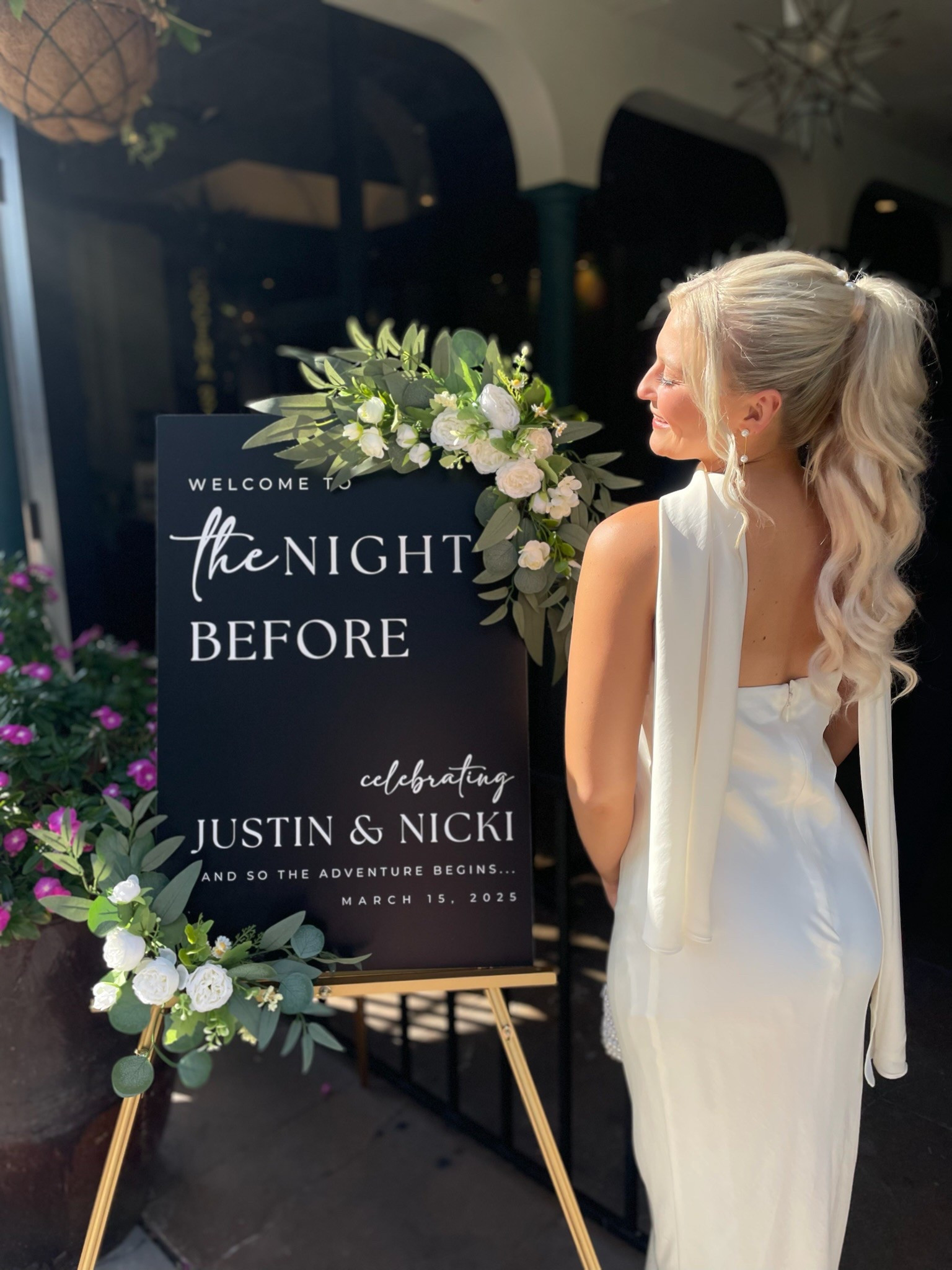 Most gorgeous custom wedding signage with DIY florals installed on. 💐🖤 

#LTKWedding #LTKFindsUnder100