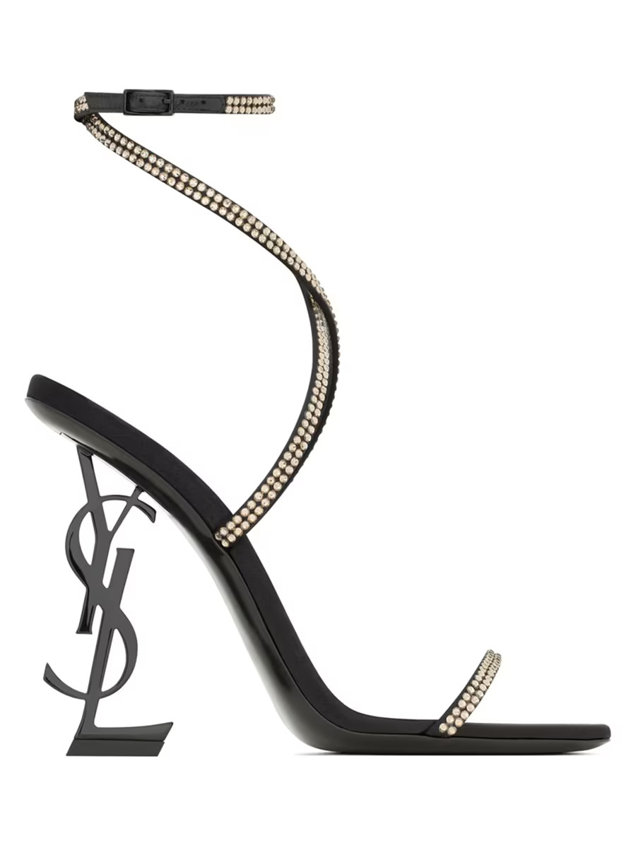 Saint Laurent Opyum Sandals in Crepe Satin and Rhinestones | Saks Fifth Avenue