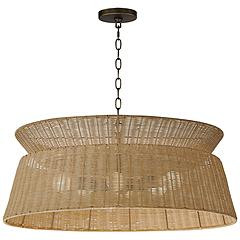 Maxim Tulum 28 3/4" Wide Bronze Rattan 6-Light Chandelier | Lamps Plus
