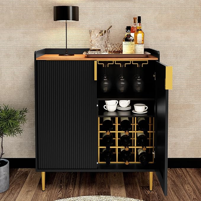 ARTPOWER Sideboard Buffet Cabinet with Fluted Texture, Modern Coffee Bar Cabinet with Wine Rack&D... | Amazon (US)
