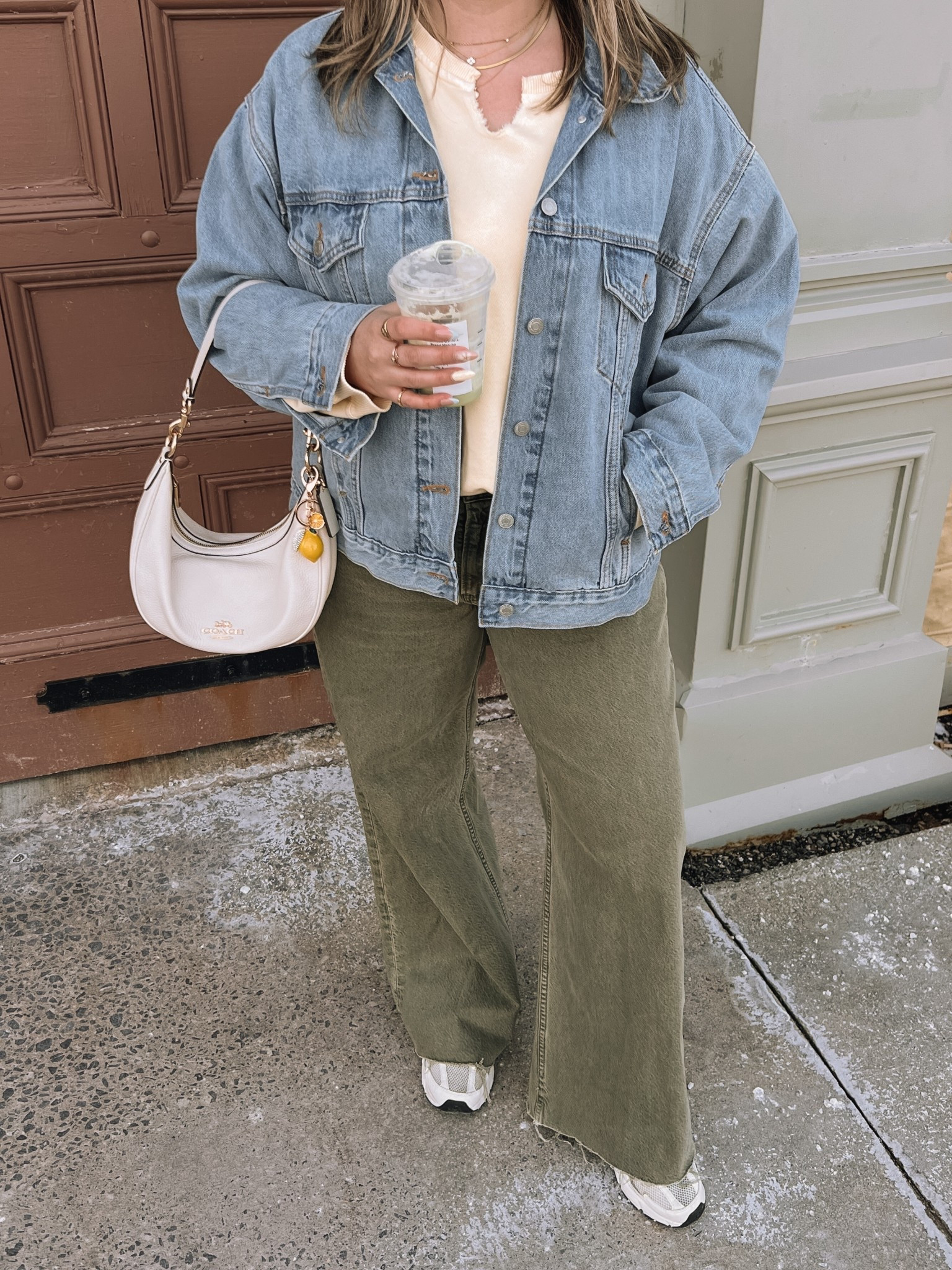 Casual spring outfit! Wearing 32 long in the jeans (I cut the hem off for a custom length). Sized up to XL in the denim jacket for an oversized fit. Butter yellow sweatshirt is old, linked similar also from aerie. My new balance sneakers are super comfy but run big, I’m a 9.5-10 and wear a 9.

#LTKstyletip #LTKmidsize #LTKjeans
