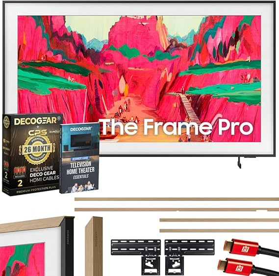 Samsung 65" The Frame Pro LS03FW 4K Neo QLED TV (2025) Bundle with Modern Teak Bezel, CPS 26 Mont... | Amazon (US)