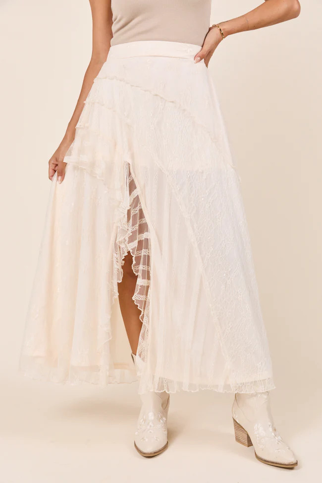 Marcy Cream Lace Skirt | Pink Lily