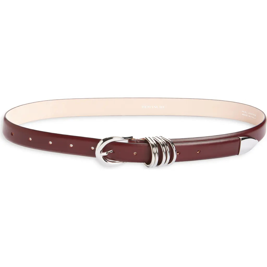 Déhanche Hollyhock Leather Belt in Bordeaux/Silver at Nordstrom, Size Medium | Nordstrom