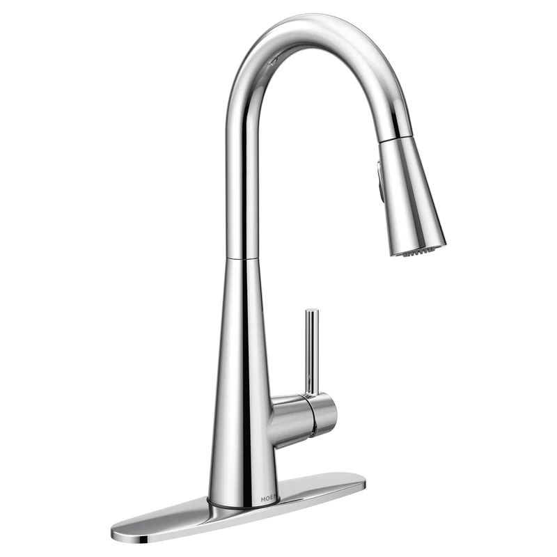 Sleek Pull Down Single Handle Kitchen Faucet with Power Boost Technology and Duralock | Wayfair North America
