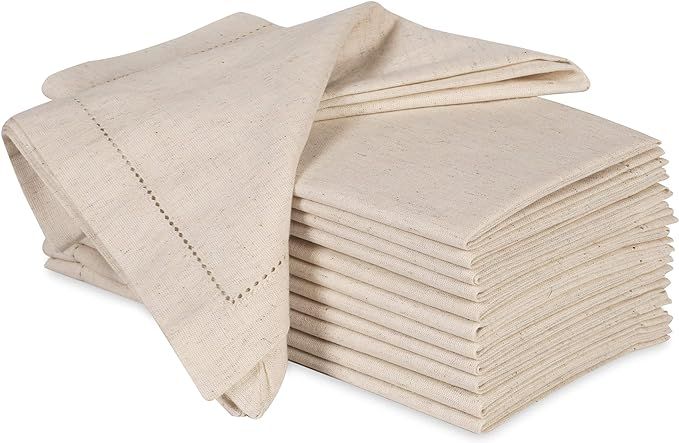 Ramanta Home Cloth Dinner Napkins in Cotton Flax Fabric with Hemstitched & Tailored Mitered Corne... | Amazon (US)