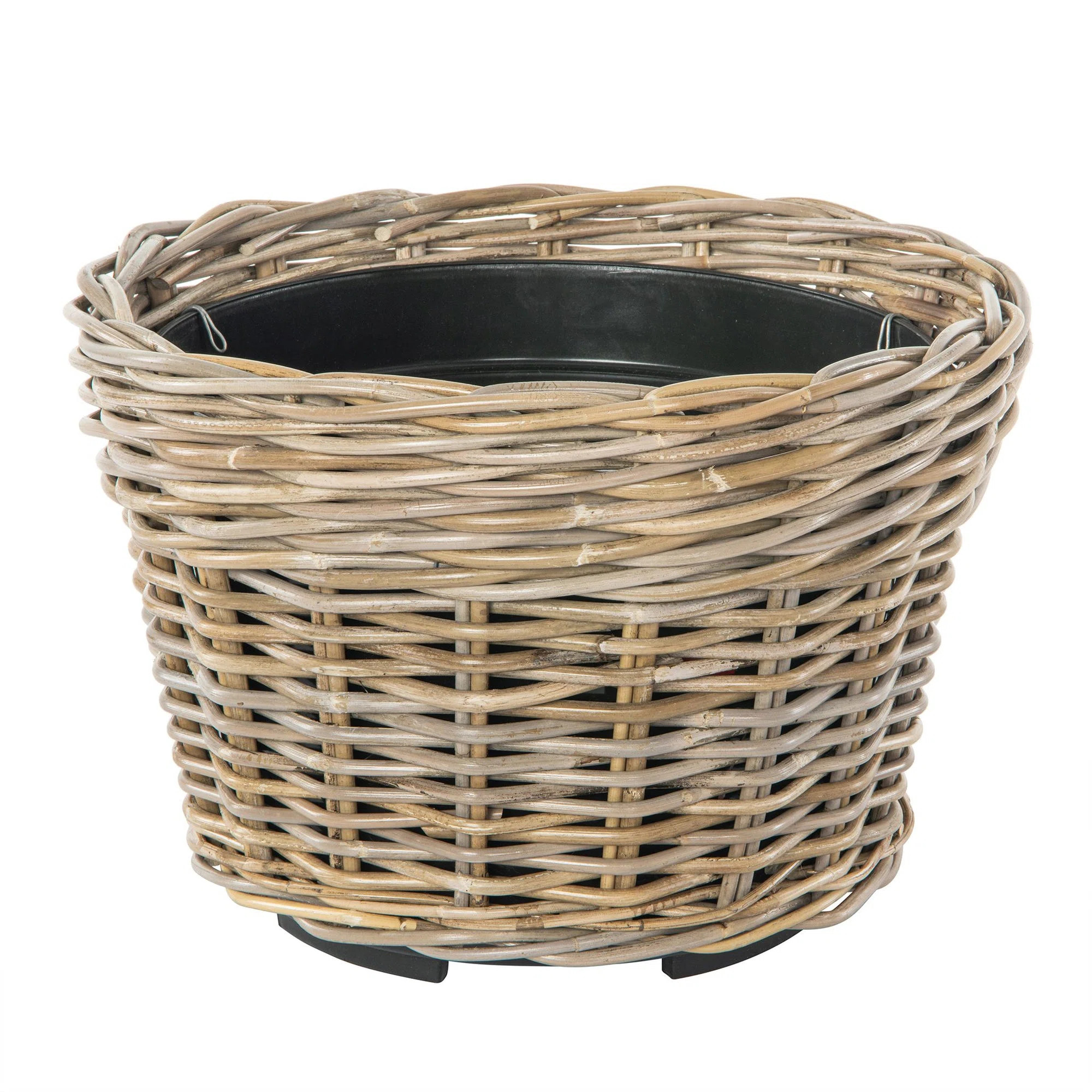 Rattan Kobo Conical Indoor & Outdoor Planter Basket with Plastic Pot, Small | Wayfair North America