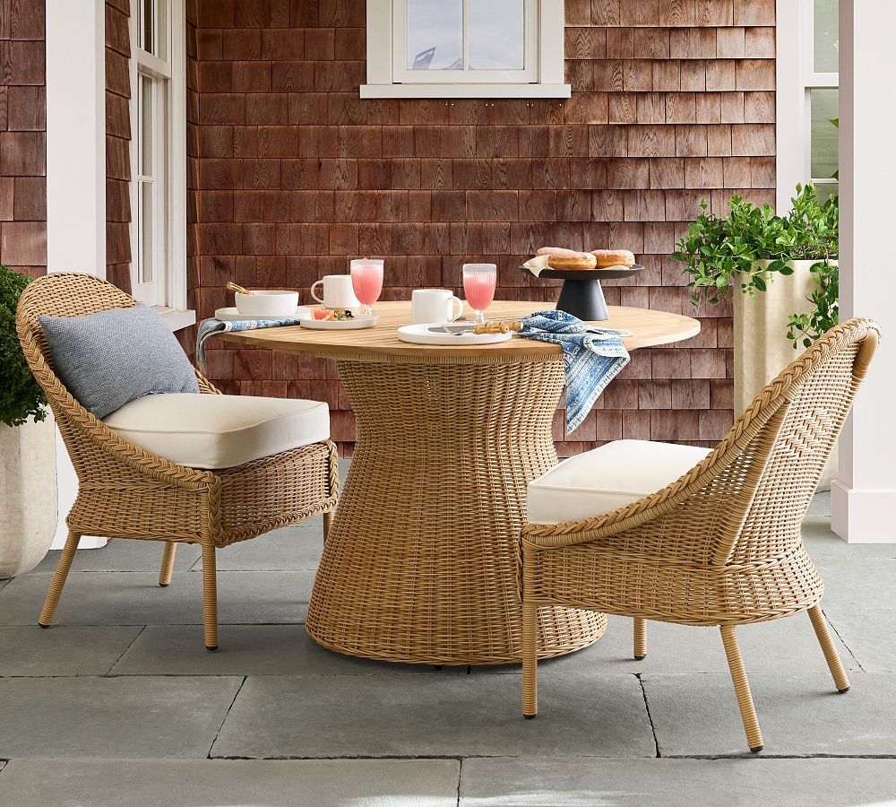 Westport Wicker Round Outdoor Dining Table | Pottery Barn (US)