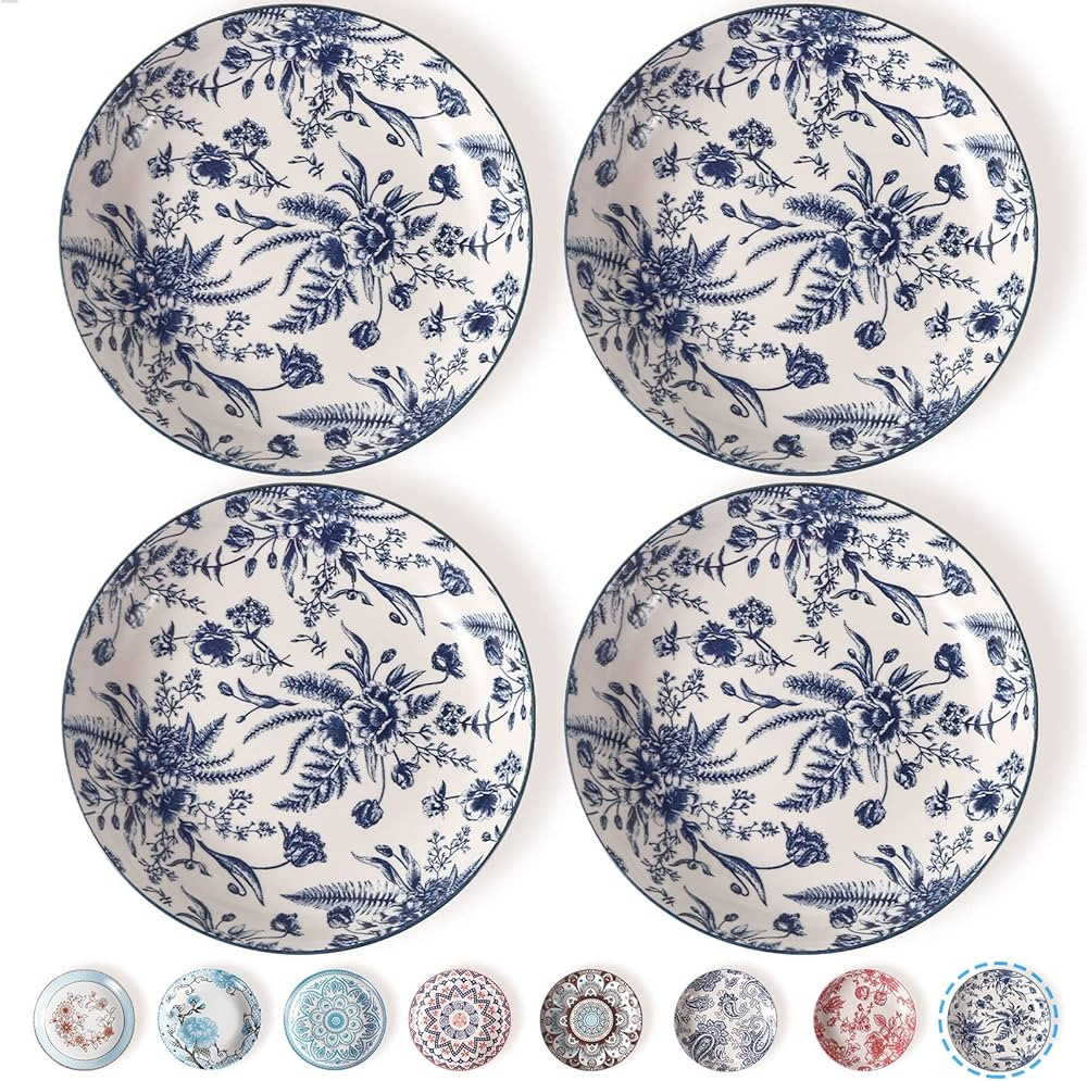 Artena Pasta Bowls Set Of 4, 26oz Porcelain Salad Bowls, 8 Inch Bowls For Kitchen, Colorful Dinne... | Amazon (US)