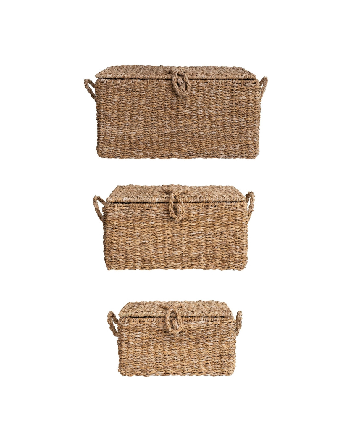 Storied Home Handwoven Seagrass Storage Trunks, Tan, Set of 3 Sizes - Natural | Macy's