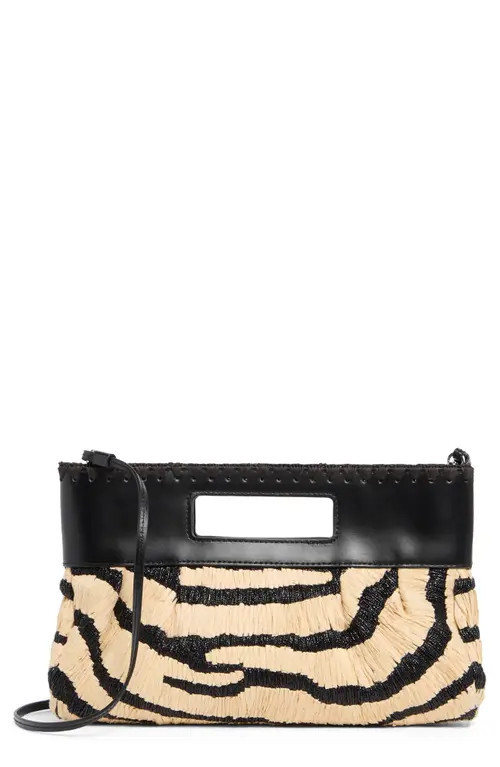 STAUD Lena Raffia Clutch in Zebra Raffia at Nordstrom | Nordstrom