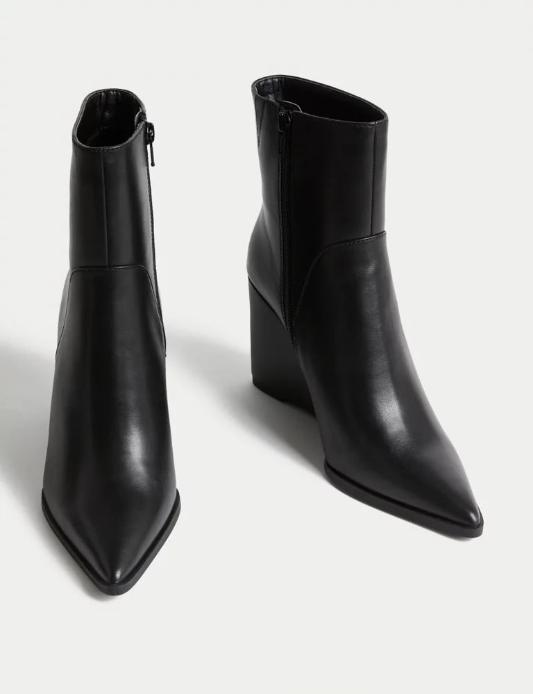 Leather Wedge Pointed Ankle Boots | Marks & Spencer (UK)