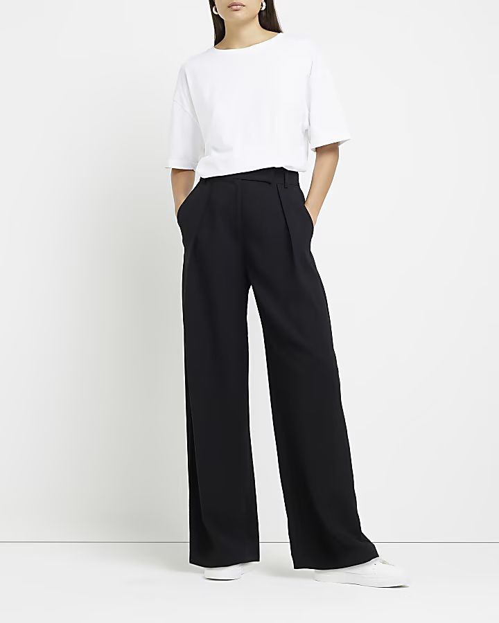 Black wide leg trousers | River Island (UK & IE)