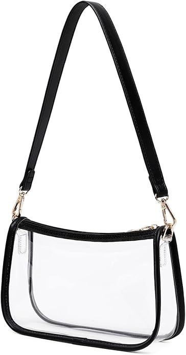 Clear Tote Bag Stadium Approved Clear Purse PVC Handbag Retro Classic Transparent Bag for Concert | Amazon (US)