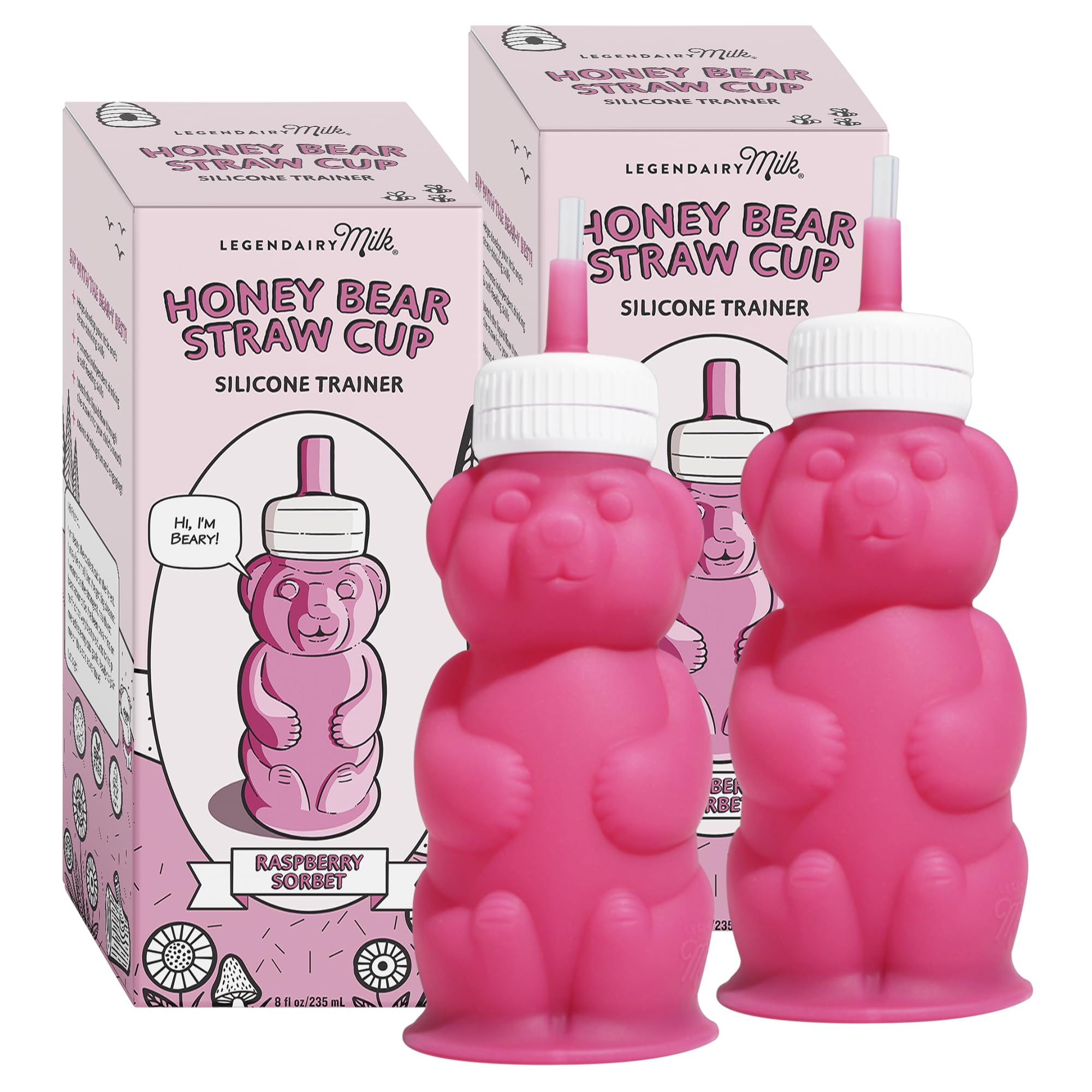 Legendairy Milk Honey Bear Straw Cup Silicone for Babies (Pink), 8 oz. Dishwasher Safe Baby Straw... | Amazon (US)