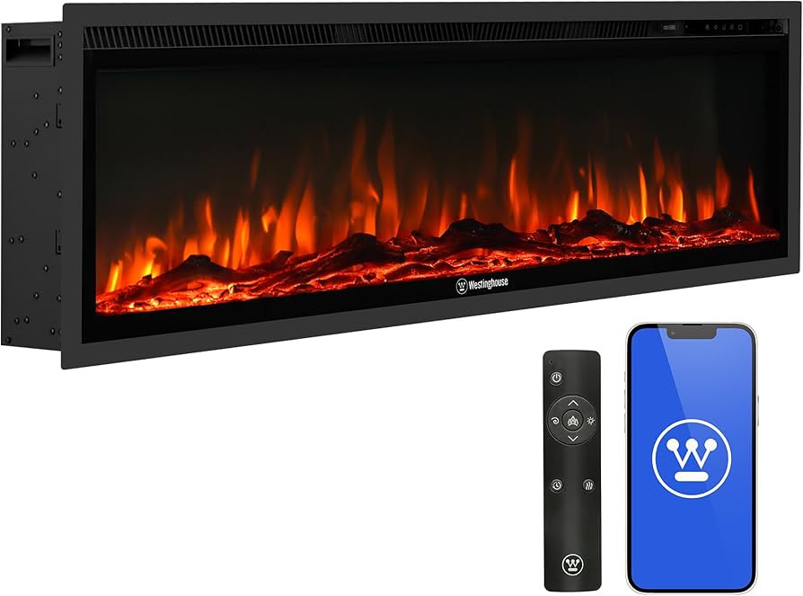 Westinghouse 50 Inch Electric Fireplace Heater, Compatible with Alexa & Google Home, Wall Mount o... | Amazon (US)