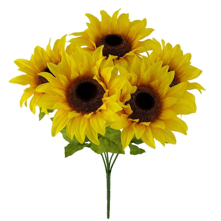 Mainstays Indoor Artificial Floral Bush, Sunflower, Yellow, Assembled Height 19.25". | Walmart (US)