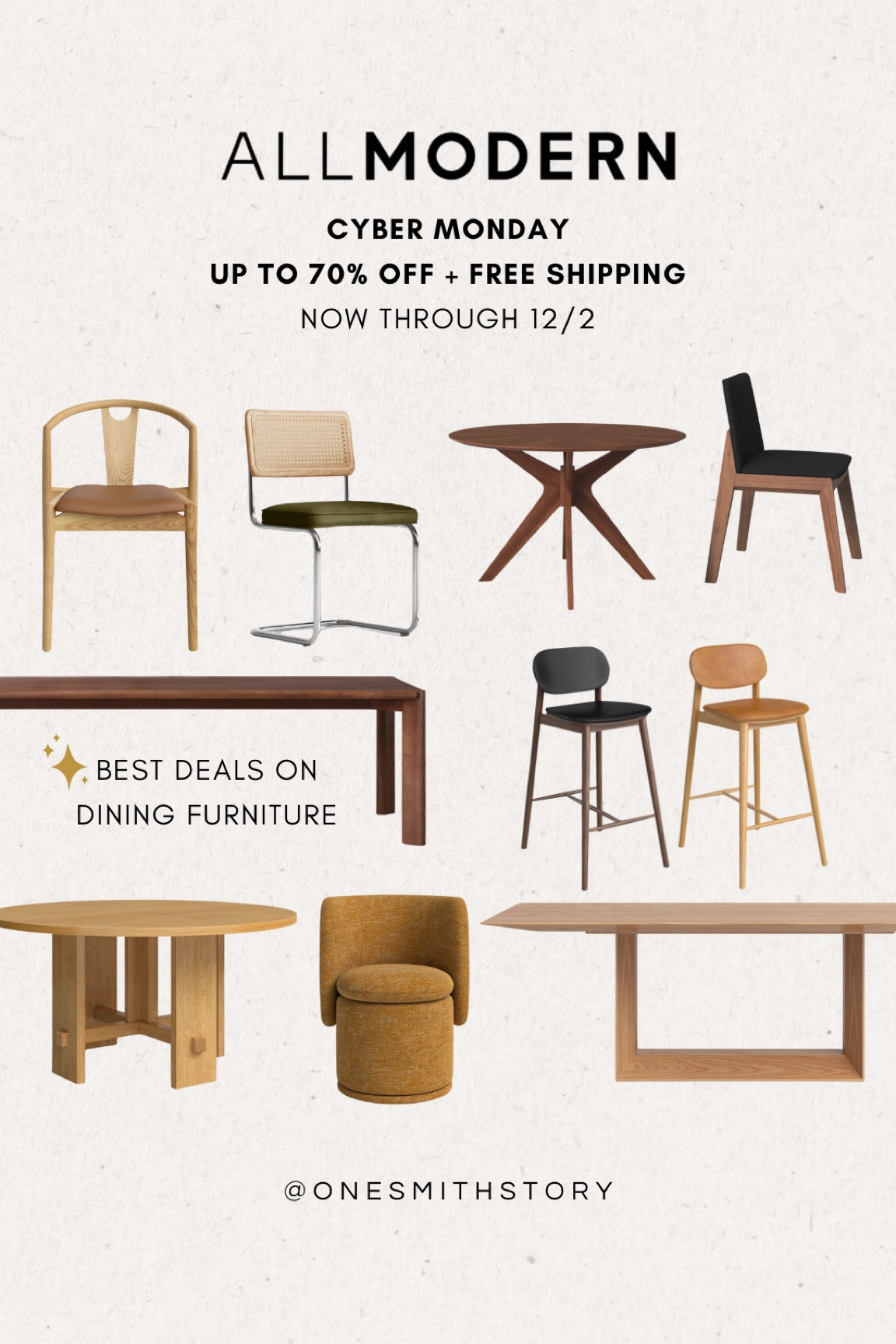These dining chairs, counter stools and dining tables are all Up to 70% off, plus free shipping for AllModern’s Cyber Monday Sale!

@allmodern #allmodernpartner #modernmadesimple
#cybermonday 

#LTKSaleAlert #LTKHome #LTKCyberWeek