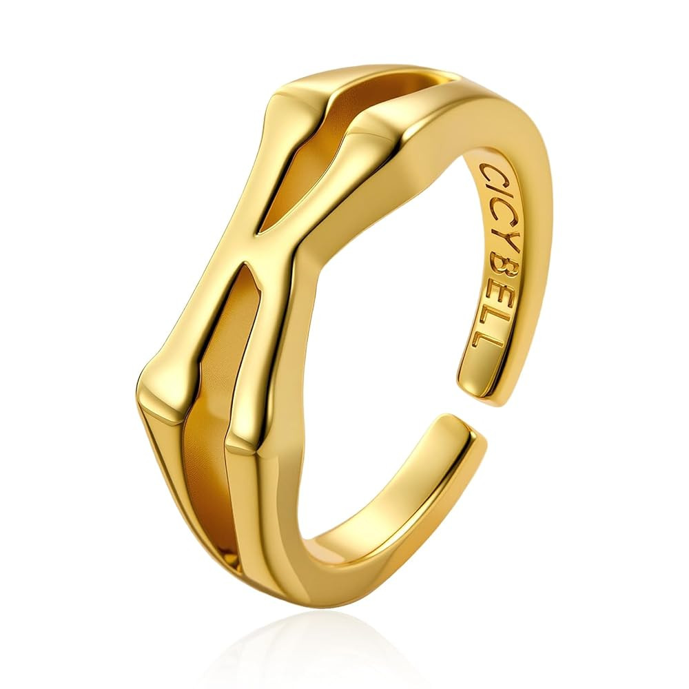 Cicy Bell Womens 18k Gold Plated Initial Statement Rings Bold Letter Personalized Initial Stackin... | Amazon (US)