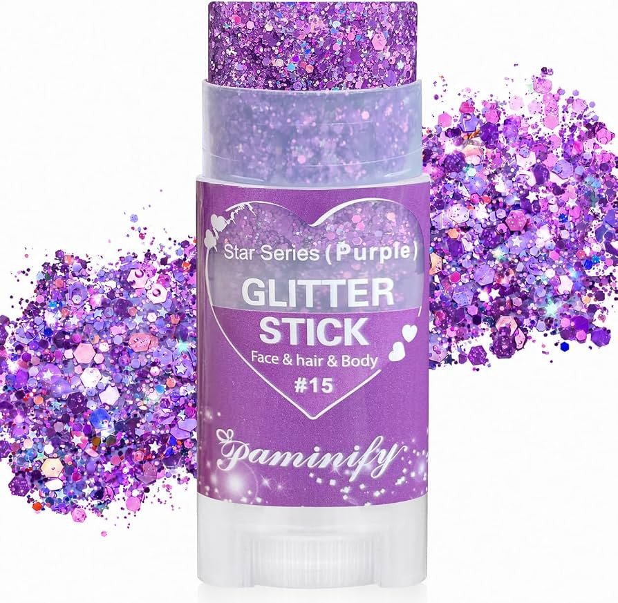 Purple Hair Glitter Stick, Mardi Gras Outfit for Women,Purple Body Face Glitter,Rave Mardi Gras A... | Amazon (US)