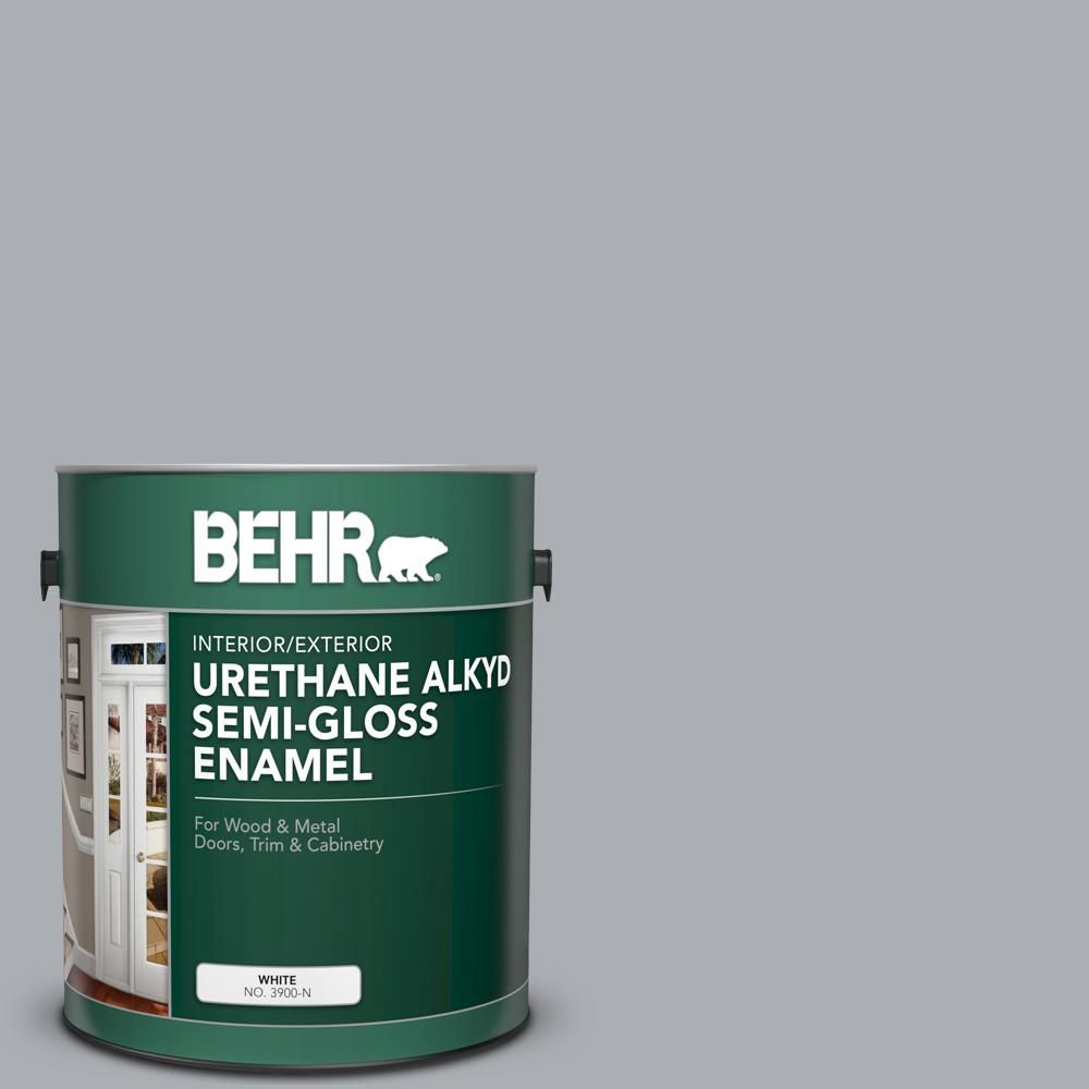 1 gal. #AE-50 Gray Cast Urethane Alkyd Semi-Gloss Enamel Interior/Exterior Paint | The Home Depot