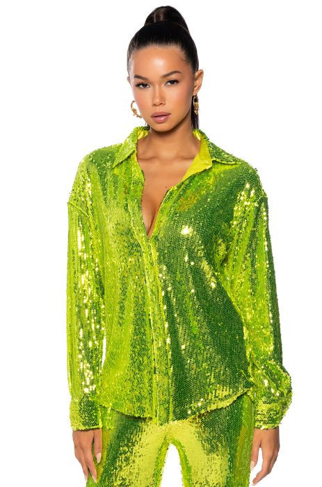 LIMEADE DREAMING SEQUIN SHIRT | AKIRA