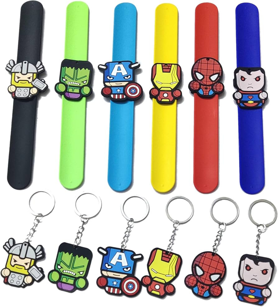 6Pcs Sets Include 6 Cartoon Character Silicone Slap Bracelets, and 6 Keychains.Boys and Girls Par... | Amazon (US)