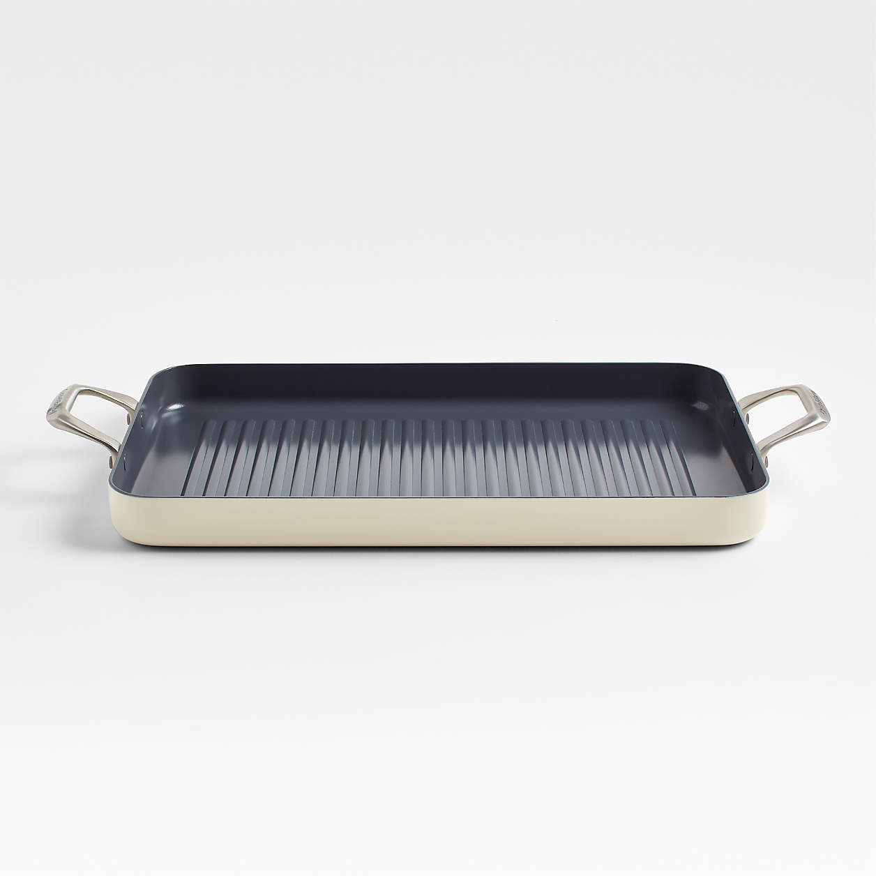 Crate & Barrel EvenCook Ceramic Cream Nonstick Double Burner Grill Pan + Reviews | Crate & Barrel | Crate & Barrel