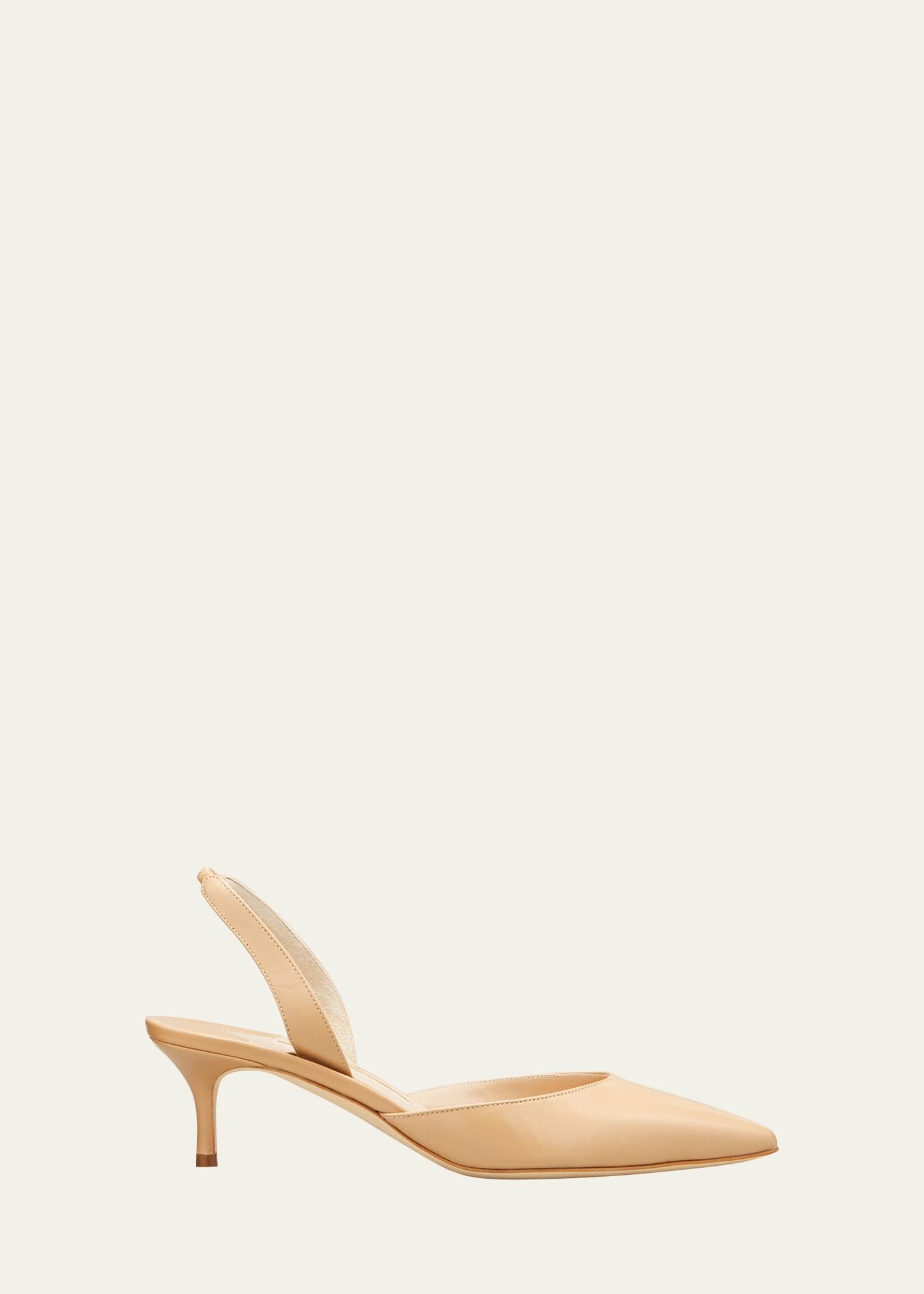 Manolo Blahnik Carolyne Leather Low-Heel Slingback Pump | Bergdorf Goodman