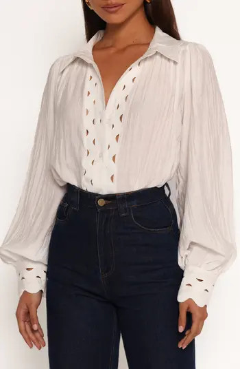 Primrose Rickrack Trim Long Sleeve Button-Up Shirt | Nordstrom