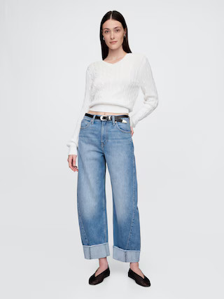 High Rise Cuffed Barrel Jeans | Gap (US)