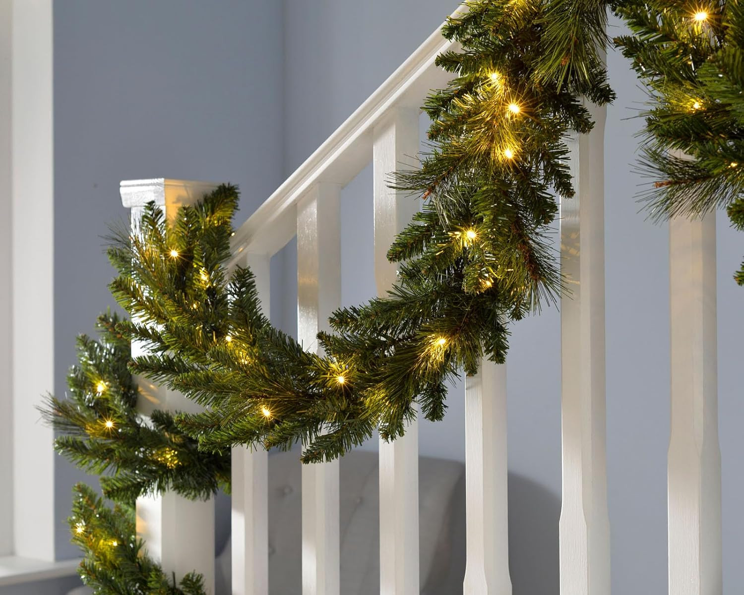 WeRChristmas Plain Pre-Lit Multi-Function Garland with 80 Warm White LED Lights, Green, 18 feet | Amazon (UK)