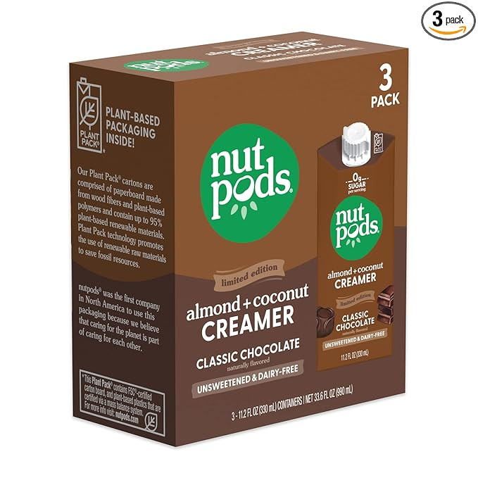 nutpods Classic Chocolate (3-Pack), Unsweetened Dairy-Free Creamer, Made from Almonds and Coconut... | Amazon (US)